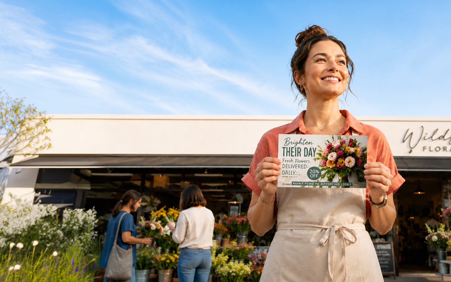 A florist shop ready for a local direct-mail campaign