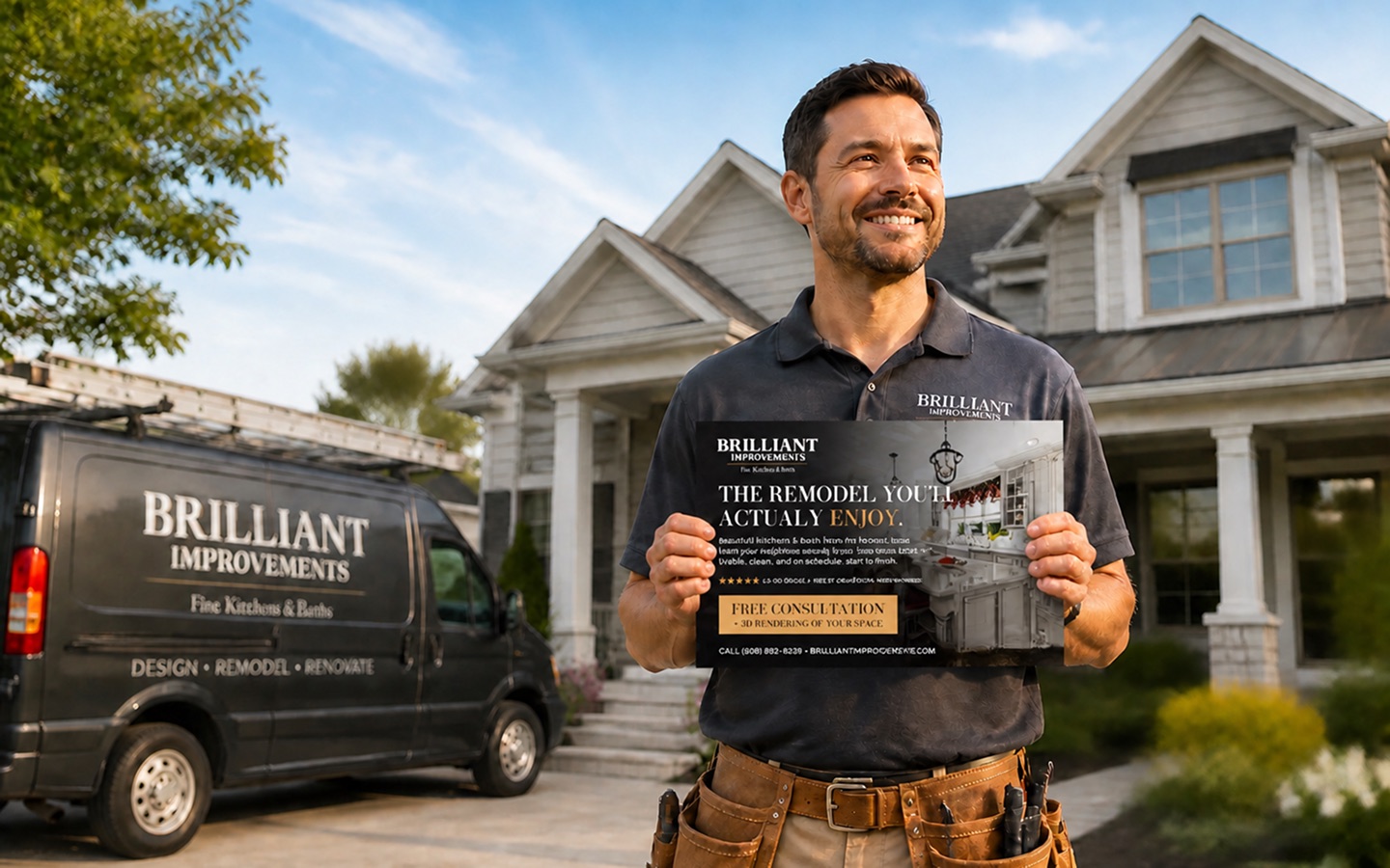 A remodeling crew ready for a local project campaign